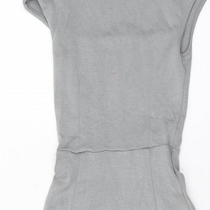 H&M Womens Grey Viscose Mini Size 2XS Square Neck Pullover