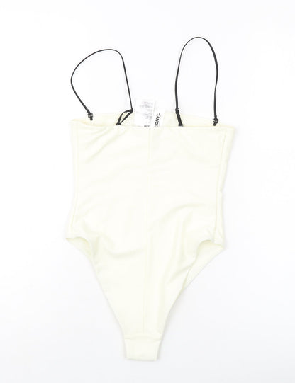 H&,M Womens Ivory Polyamide Bodysuit One-Piece Size 6 Snap