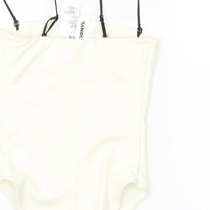 H&,M Womens Ivory Polyamide Bodysuit One-Piece Size 6 Snap