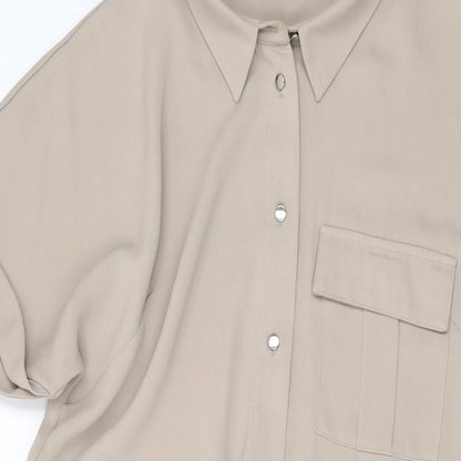 Dorothy Perkins Womens Beige Polyester Shirt Dress Size 10 Collared Button