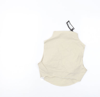 Womens UK Size 8 PRETTYLITTLETHING Beige Cropped Tank