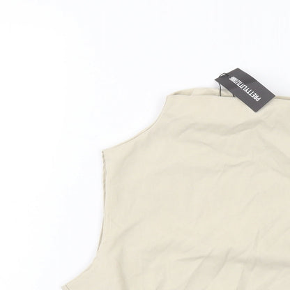 Womens UK Size 8 PRETTYLITTLETHING Beige Cropped Tank