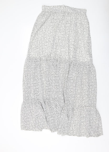 H&M Womens White Geometric Polyester A-Line Skirt Size 30 in Zip