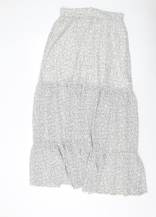 H&M Womens White Geometric Polyester A-Line Skirt Size 30 in Zip