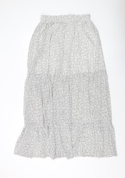 H&M Womens White Geometric Polyester A-Line Skirt Size 30 in Zip