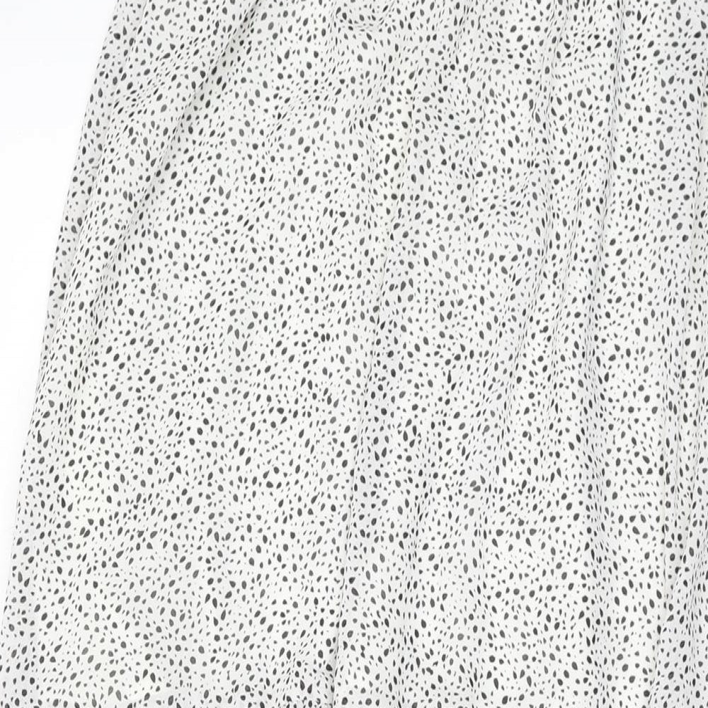 H&M Womens White Geometric Polyester A-Line Skirt Size 30 in Zip