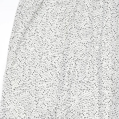 H&M Womens White Geometric Polyester A-Line Skirt Size 30 in Zip