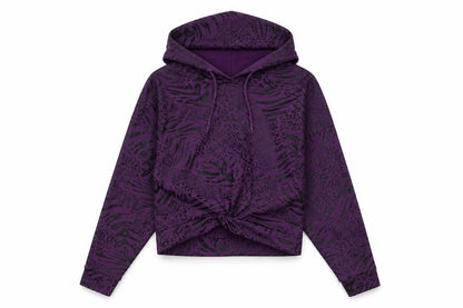 11 Degrees Womens Purple Animal Print Polyester Pullover Hoodie Size 8 Pullover