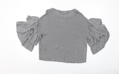 H&M Womens Silver Round Neck Viscose Pullover Jumper Size S