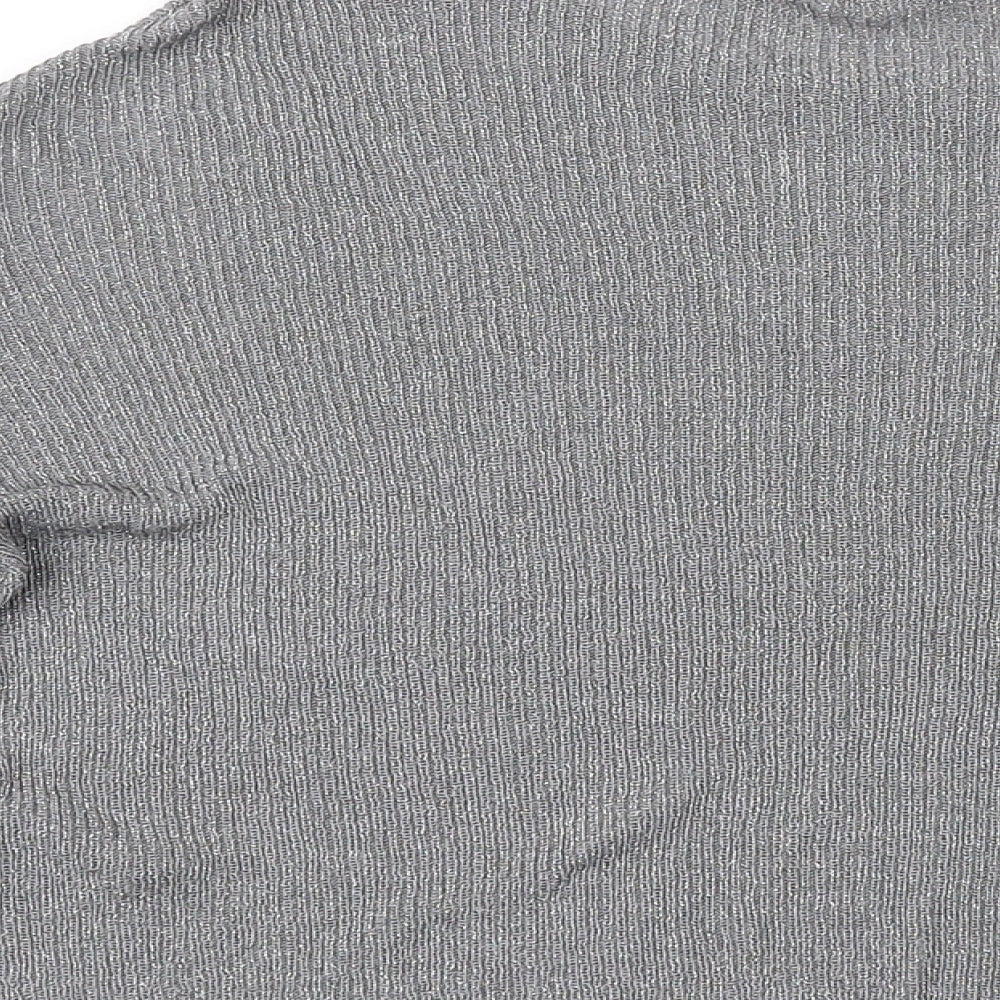 H&M Womens Silver Round Neck Viscose Pullover Jumper Size S