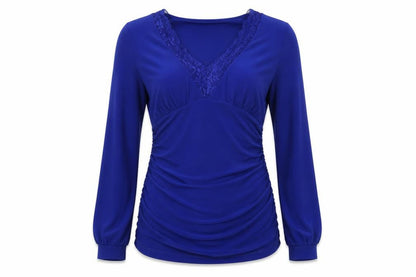 Sonsandar Womens Blue Polyester Basic Blouse Size 10 V-Neck