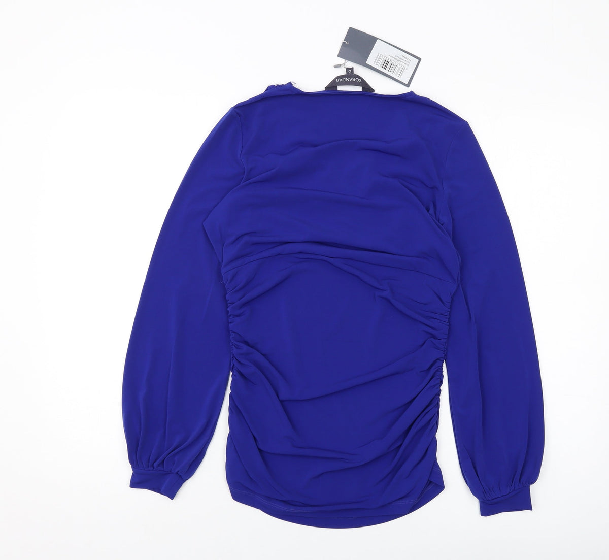 Sonsandar Womens Blue Polyester Basic Blouse Size 10 V-Neck