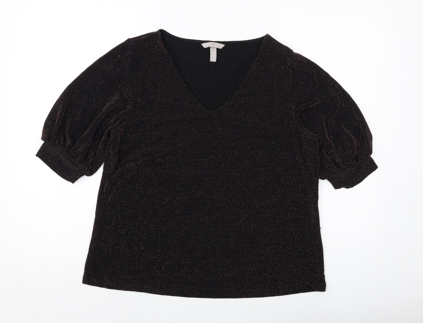 Womens UK Size M H&M Black Basic Blouse