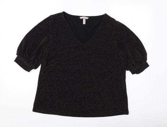 Womens UK Size M H&M Black Basic Blouse