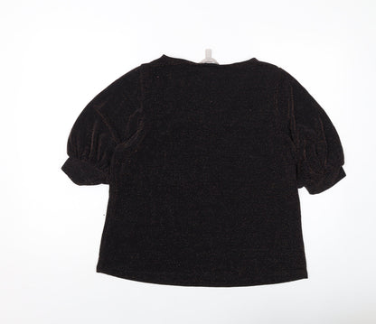 Womens UK Size M H&M Black Basic Blouse