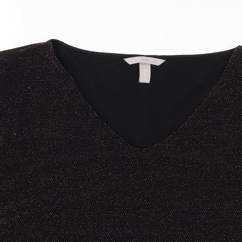 Womens UK Size M H&M Black Basic Blouse