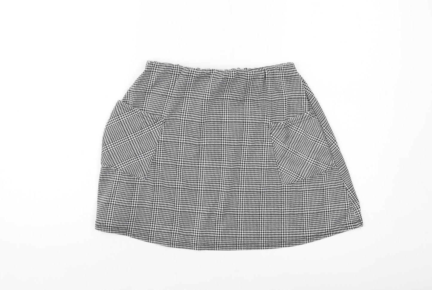 Select Womens Black Plaid Polyester Mini Skirt Size 12