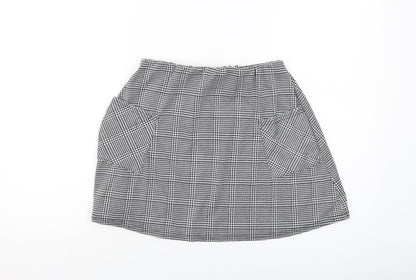 Select Womens Black Plaid Polyester Mini Skirt Size 12