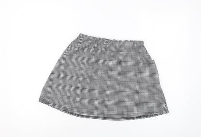 Select Womens Black Plaid Polyester Mini Skirt Size 12