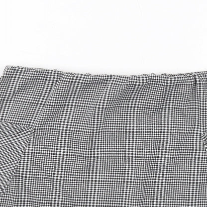 Select Womens Black Plaid Polyester Mini Skirt Size 12