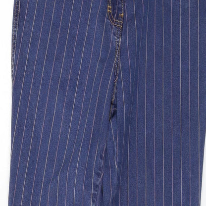Tulchan Womens Blue Striped Cotton Skinny Jeans Size 12 L27 in Regular Button