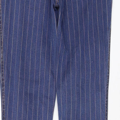 Tulchan Womens Blue Striped Cotton Skinny Jeans Size 12 L27 in Regular Button