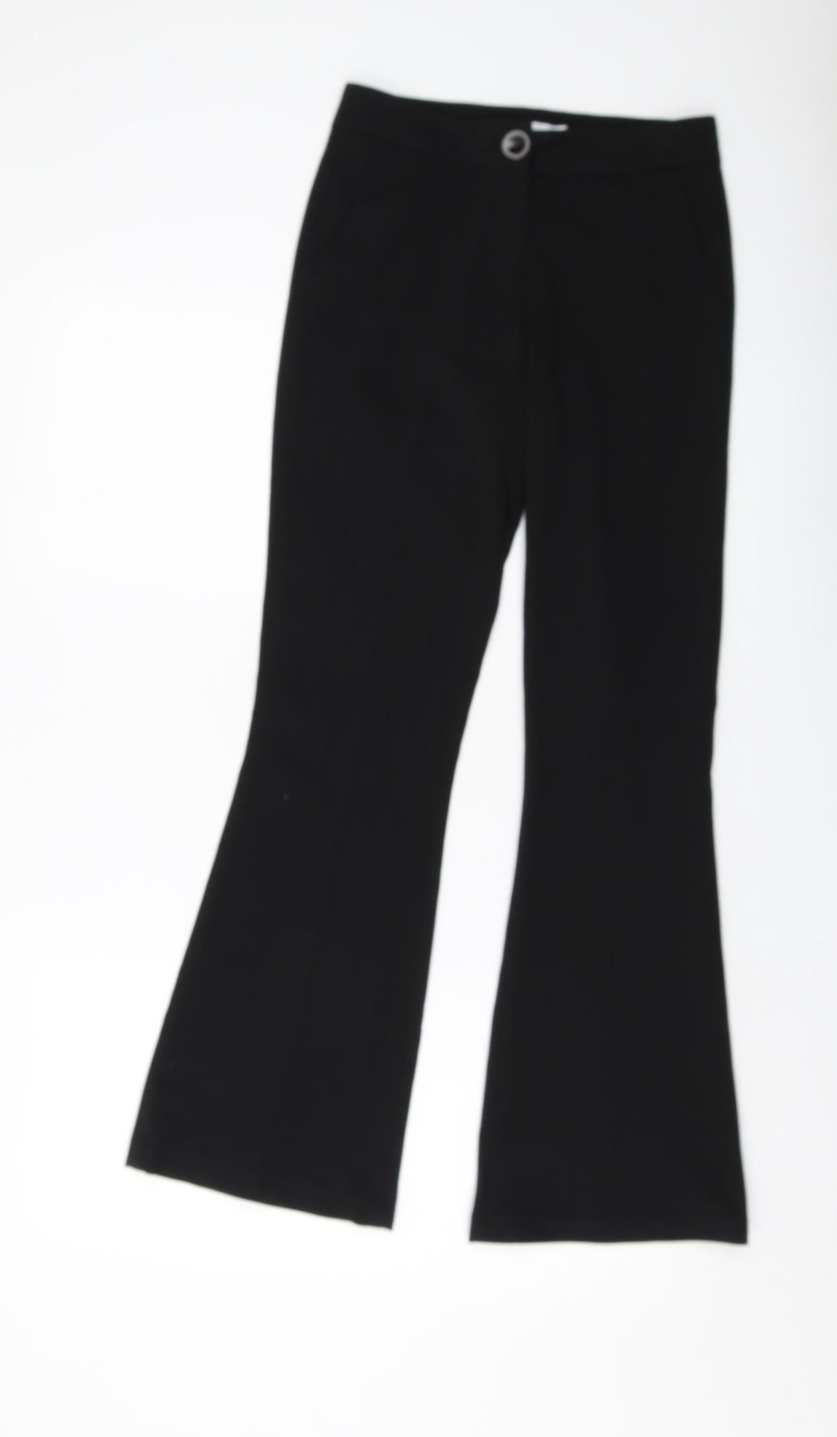 Silenzi Womens Black Polyester Trousers Size 4 L29 in Regular Button