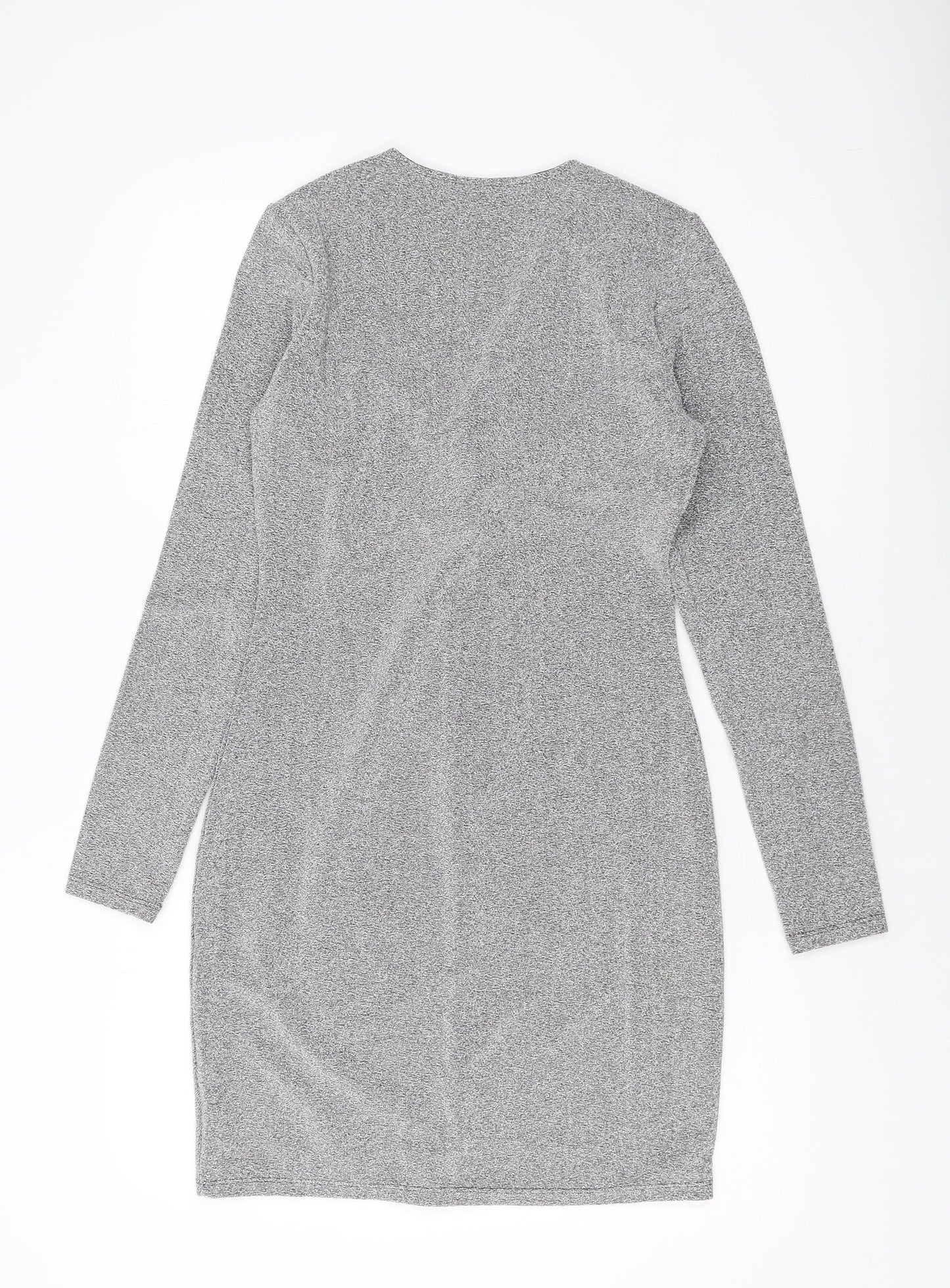 H&KM Womens Silver Polyester Mini Size M V-Neck Pullover