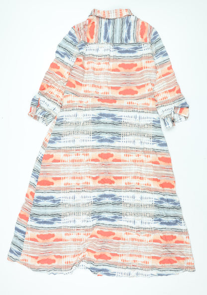 Sandwich Womens Multicoloured Geometric Viscose Shirt Dress Size 14 Collared Button