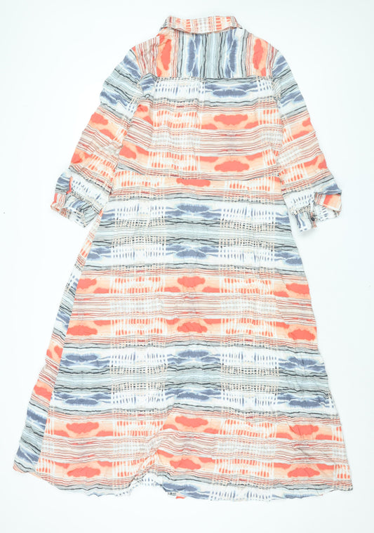 Sandwich Womens Multicoloured Geometric Viscose Shirt Dress Size 14 Collared Button
