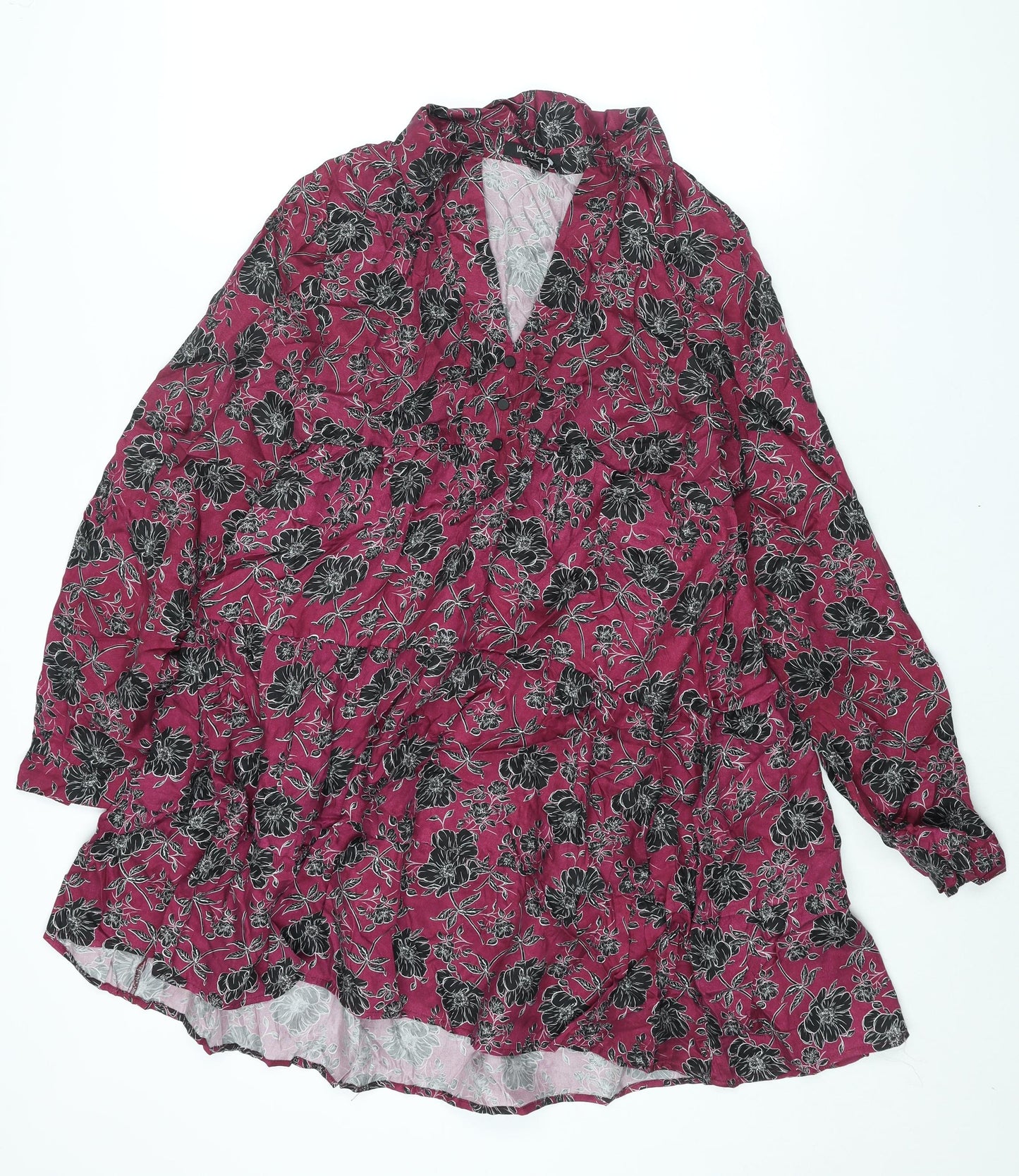 Velvet Heart Womens Purple Floral Cupro Shift Size XL Collared Button - Smocked