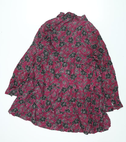 Velvet Heart Womens Purple Floral Cupro Shift Size XL Collared Button - Smocked