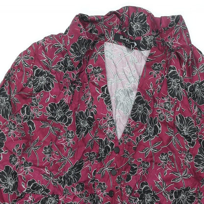 Velvet Heart Womens Purple Floral Cupro Shift Size XL Collared Button - Smocked