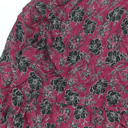Velvet Heart Womens Purple Floral Cupro Shift Size XL Collared Button - Smocked