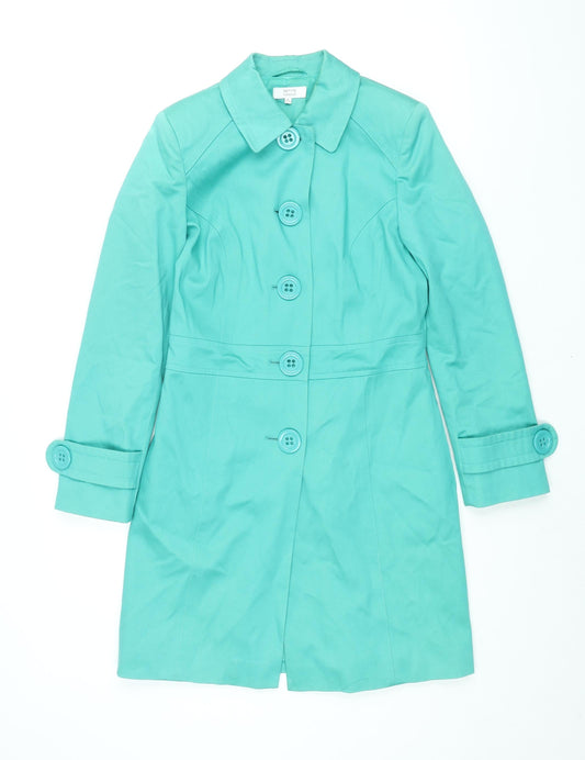 Debenhams Womens Blue Overcoat Coat Size 8 Button