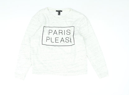 Womens UK Size S FOREVER 21 White Pullover Sweatshirt