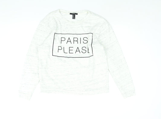 Womens UK Size S FOREVER 21 White Pullover Sweatshirt