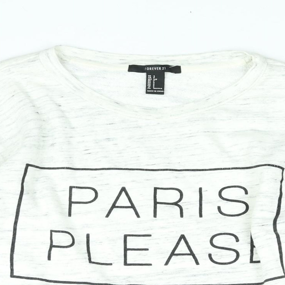 Womens UK Size S FOREVER 21 White Pullover Sweatshirt