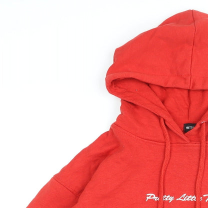 PRETTYLITTLETHING Womens Red Cotton Pullover Hoodie Size S Pullover - Embroidered Logo