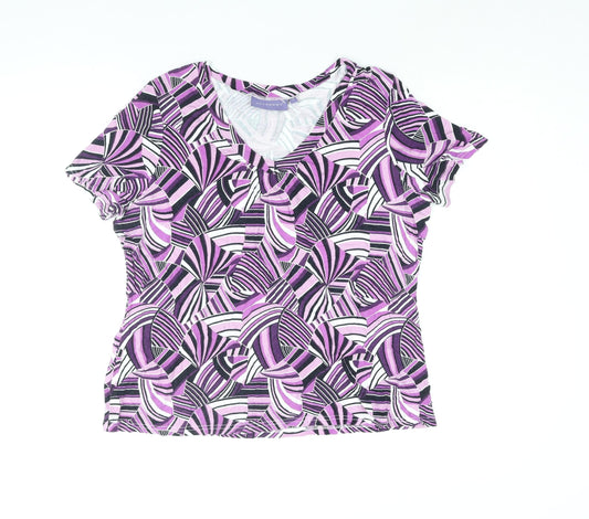 Autonomy Womens Orange Geometric Viscose Basic Blouse Size 18 V-Neck