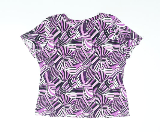 Autonomy Womens Orange Geometric Viscose Basic Blouse Size 18 V-Neck