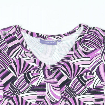 Autonomy Womens Orange Geometric Viscose Basic Blouse Size 18 V-Neck