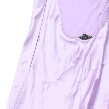 Zara Womens Purple Polyester Slip Dress Size L Scoop Neck Zip