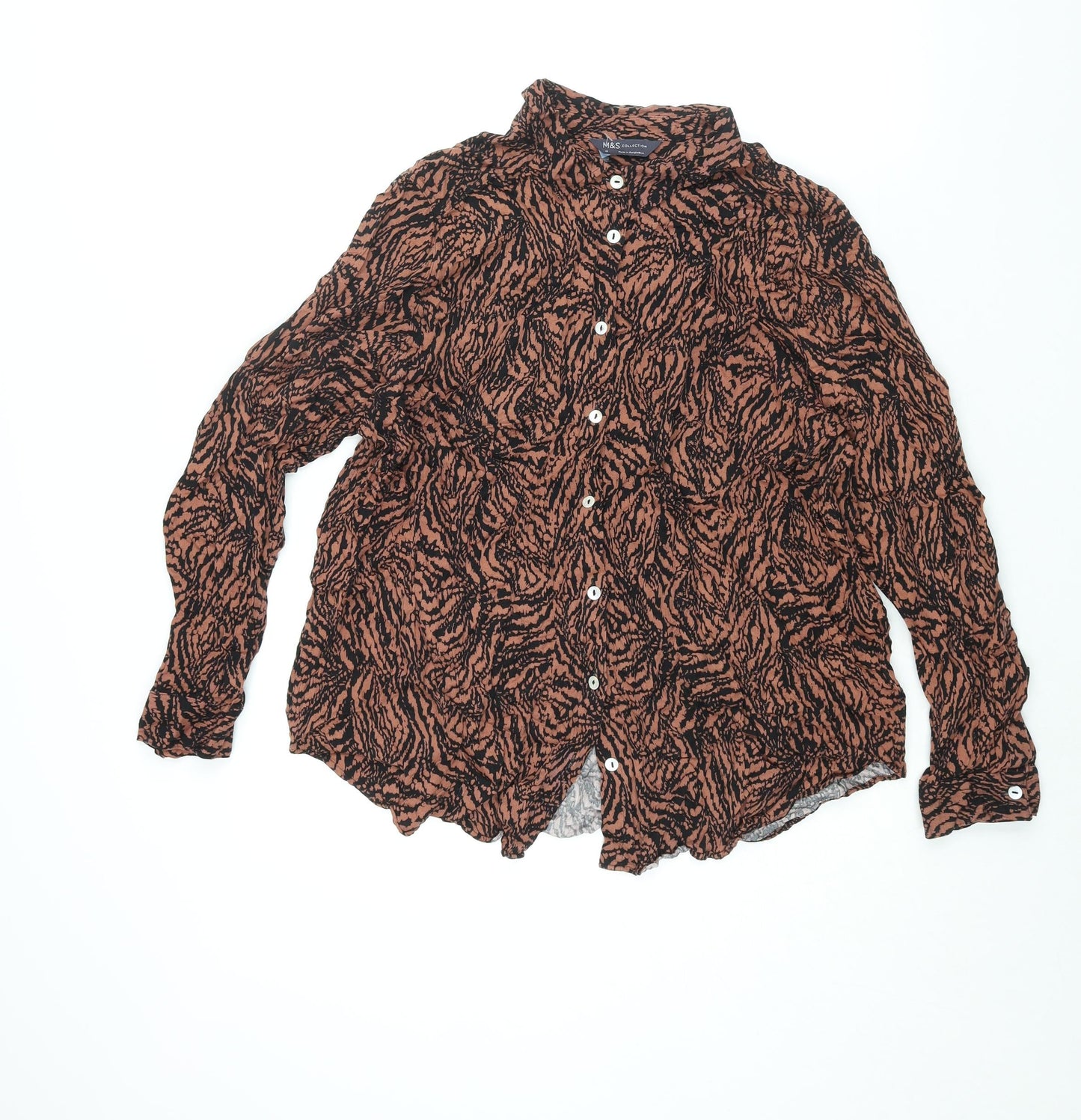Womens UK Size 18 Marks and Spencer Brown Basic Button-Up