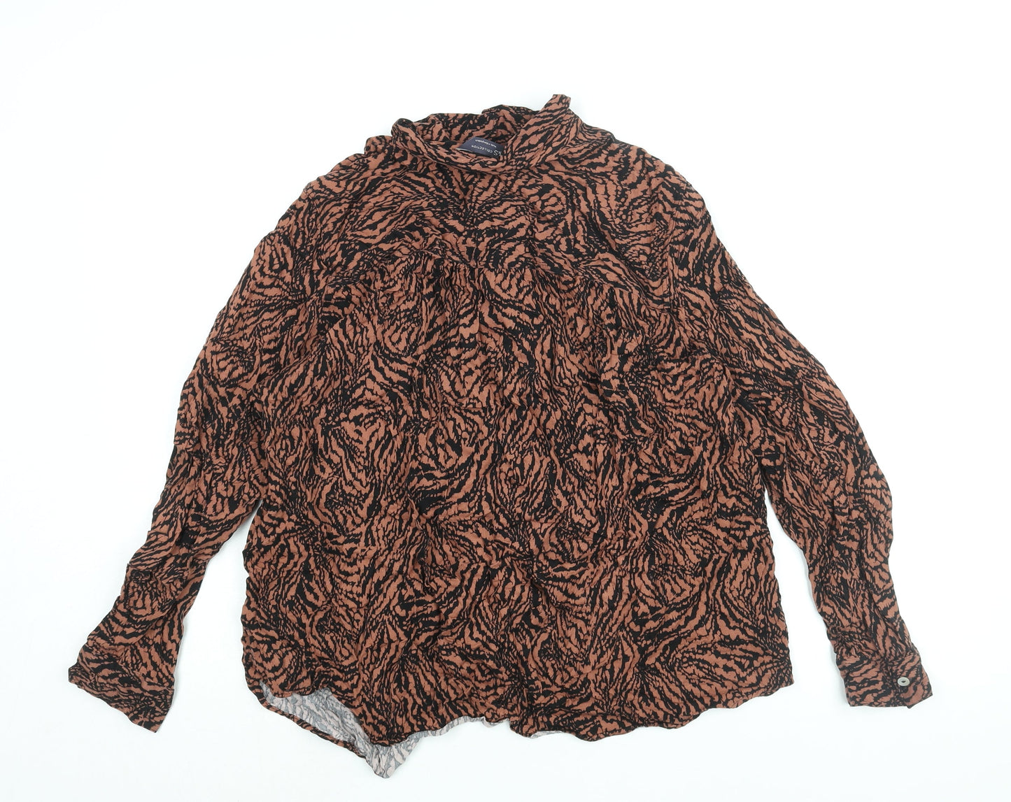 Womens UK Size 18 Marks and Spencer Brown Basic Button-Up