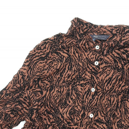 Womens UK Size 18 Marks and Spencer Brown Basic Button-Up