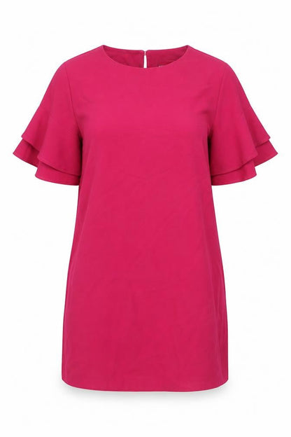 Brand Attic Womens Pink Polyester Shift Size 12 Round Neck Button - Frill