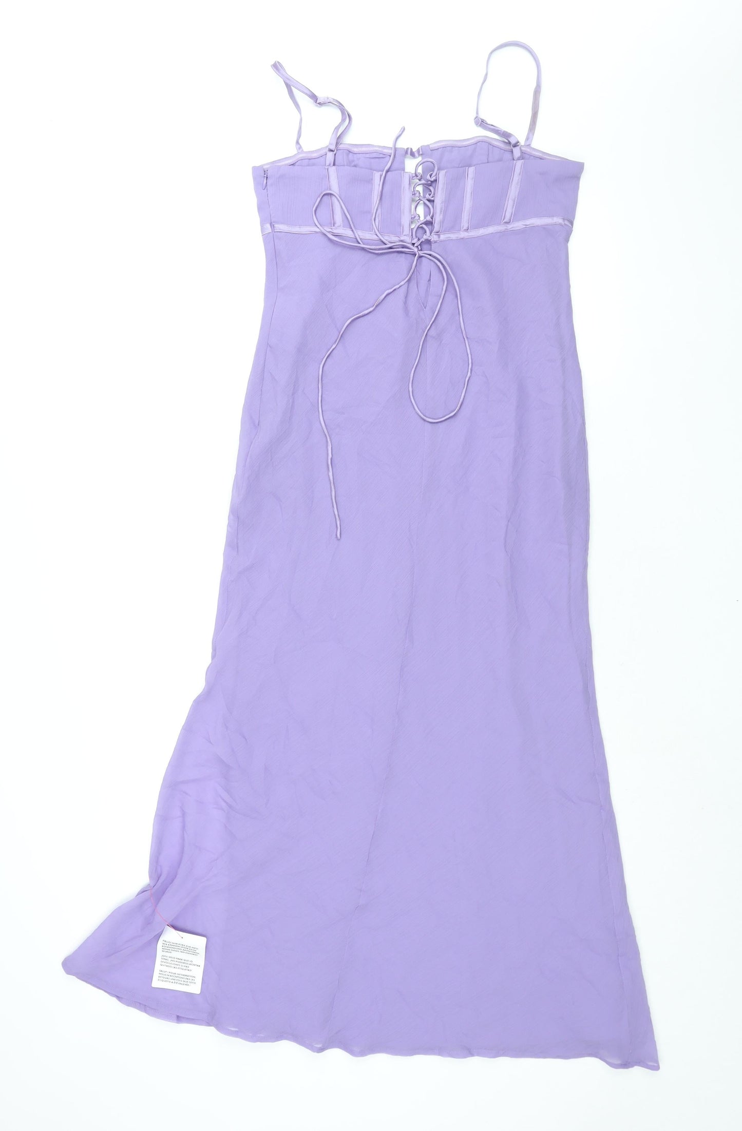 ASOS Womens Purple Polyester Slip Dress Size 12 Square Neck Zip - Lace Up Back