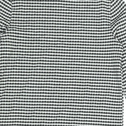 Miss Selfridge Womens Black Check Polyester Tunic Blouse Size 6 Mock Neck - Side Slits