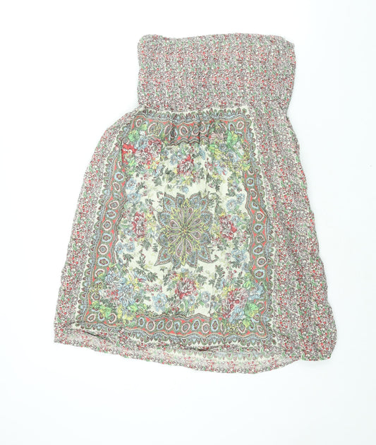 New Look Womens Multicoloured Geometric Cotton A-Line Size 12 Square Neck Pullover